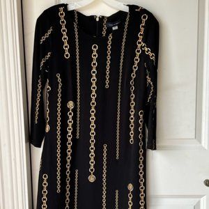 Tommy Hilfiger Black with "Gucci-like" chain Pattern Shift Dress